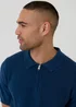 Threadbare Blue Diamond Cable Knit Quarter Zip Polo - M Image 4