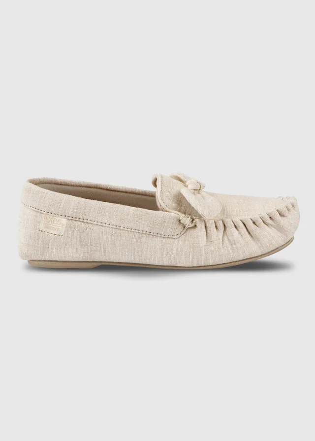Totes Isotoner Stone Linen Bow Moccasin Slippers