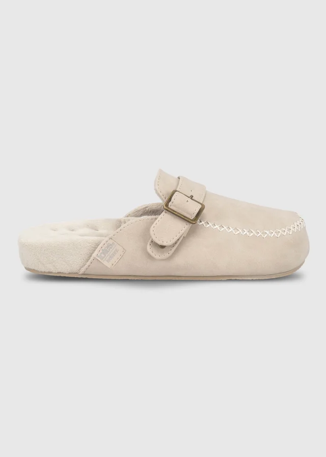 Totes Isotoner Stone Suedette Open Back Moccasin Slippers