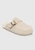 Totes Isotoner Stone Suedette Open Back Moccasin Slippers - Size 5 Image 3
