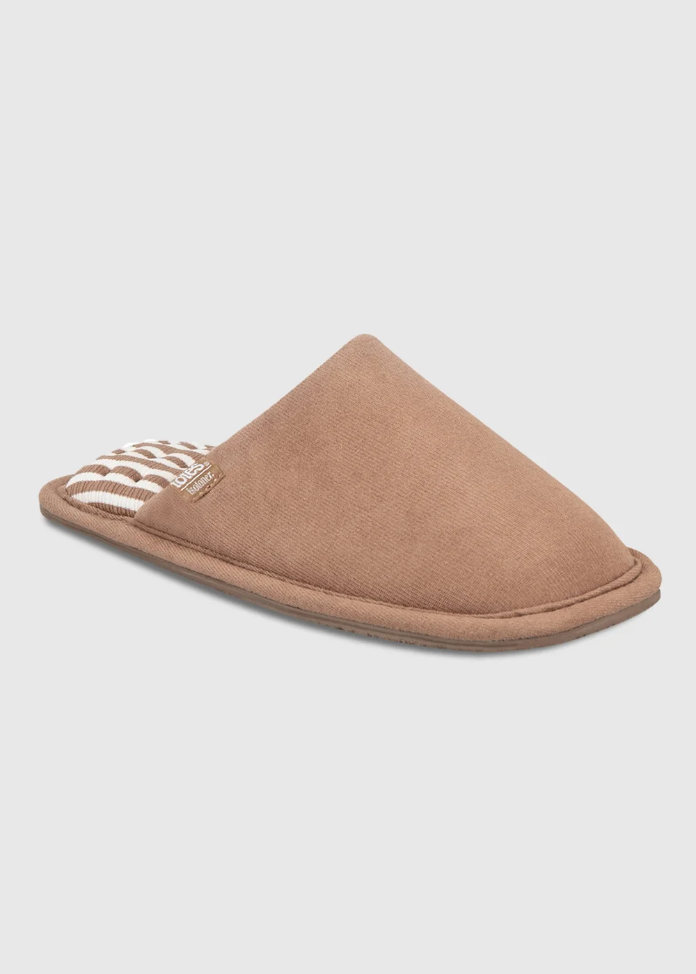 Totes Isotoner Mink Brown Square Toe Stripe Mule Slippers - 4 Image 3