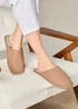 Totes Isotoner Mink Brown Square Toe Stripe Mule Slippers - 4 Image 1