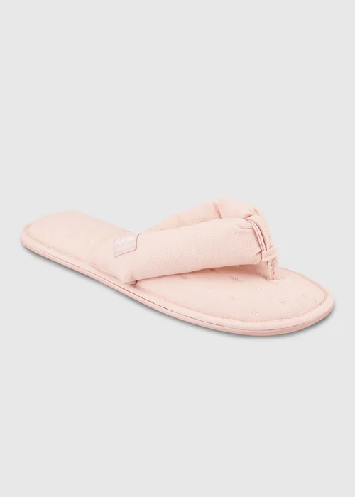 Totes Isotoner Pink Woven Toe Post Slippers - Size 7 Image 3