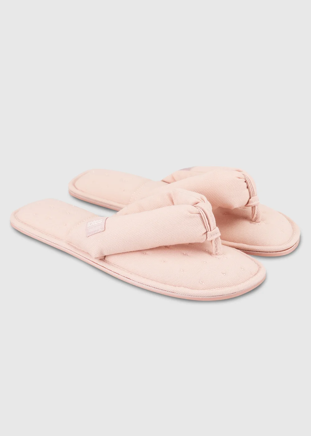 Totes Isotoner Pink Woven Toe Post Slippers - Size 7 Image 2