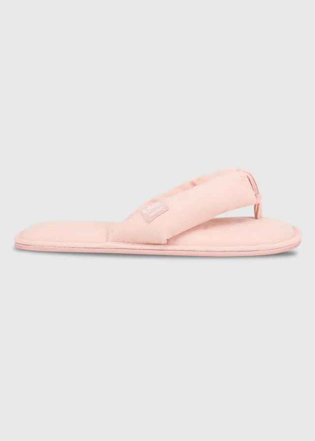 Totes Isotoner Pink Woven Toe Post Slippers
