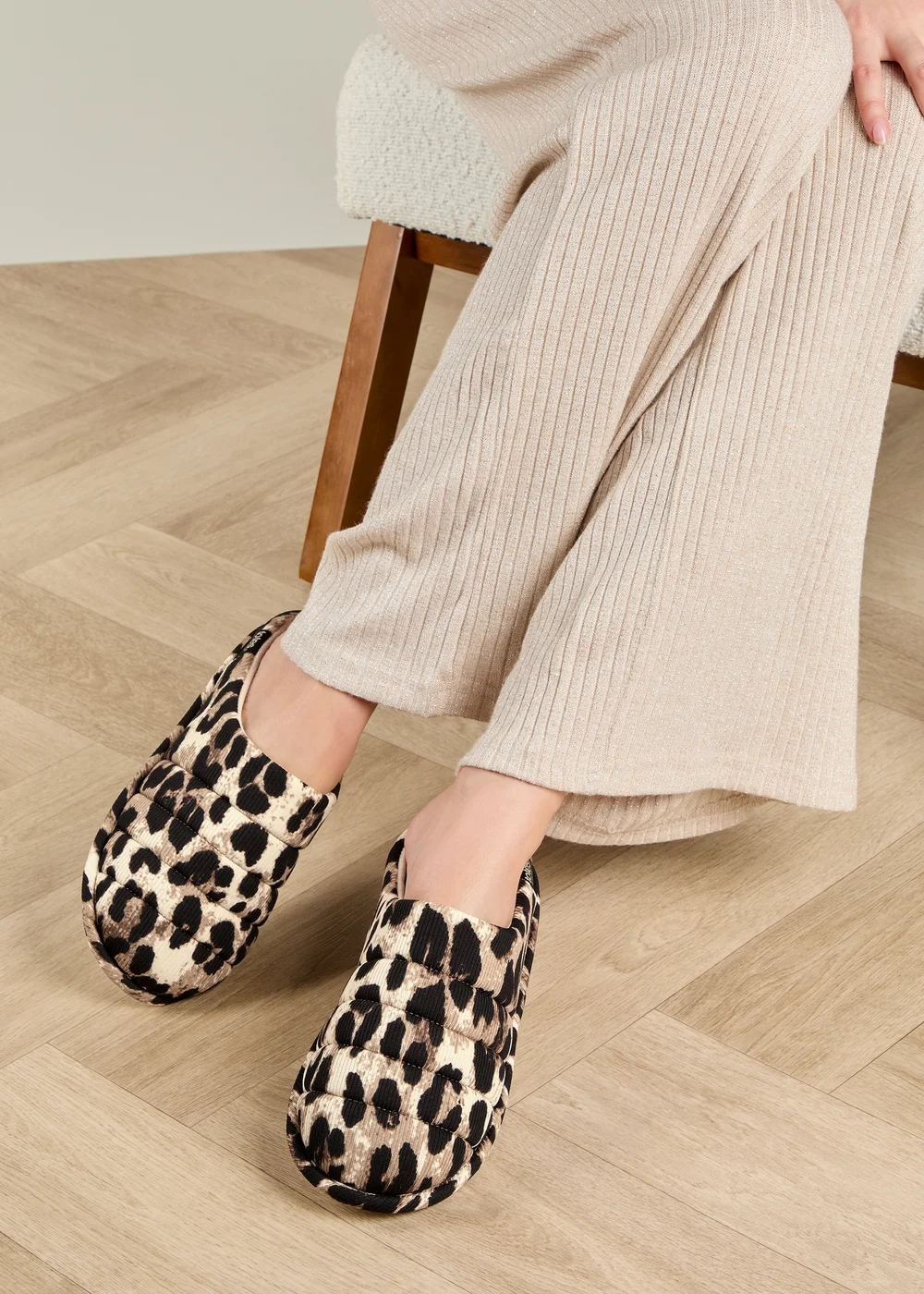 Totes Isotoner Animal Print Swept Back Mule Slippers - 4 Image 1