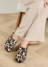 Totes Isotoner Animal Print Swept Back Mule Slippers - 4 Image 1