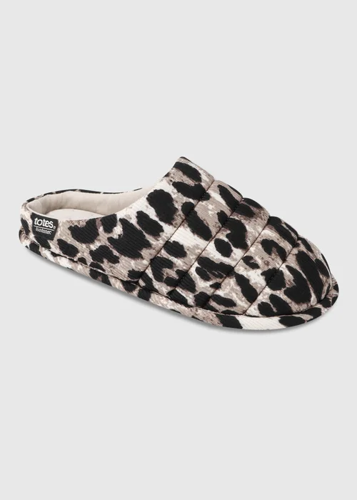 Totes Isotoner Animal Print Swept Back Mule Slippers - 4 Image 3