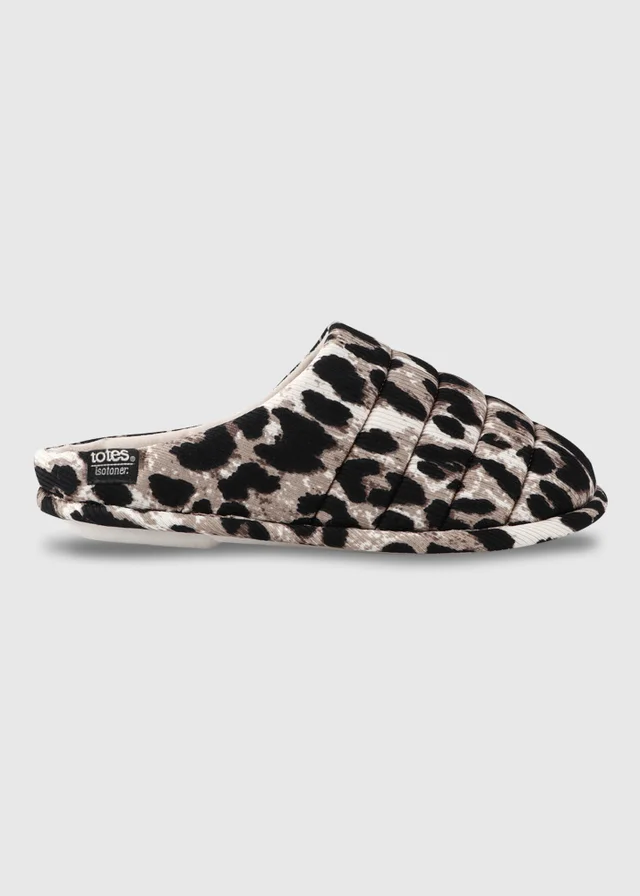 Totes Isotoner Animal Print Swept Back Mule Slippers