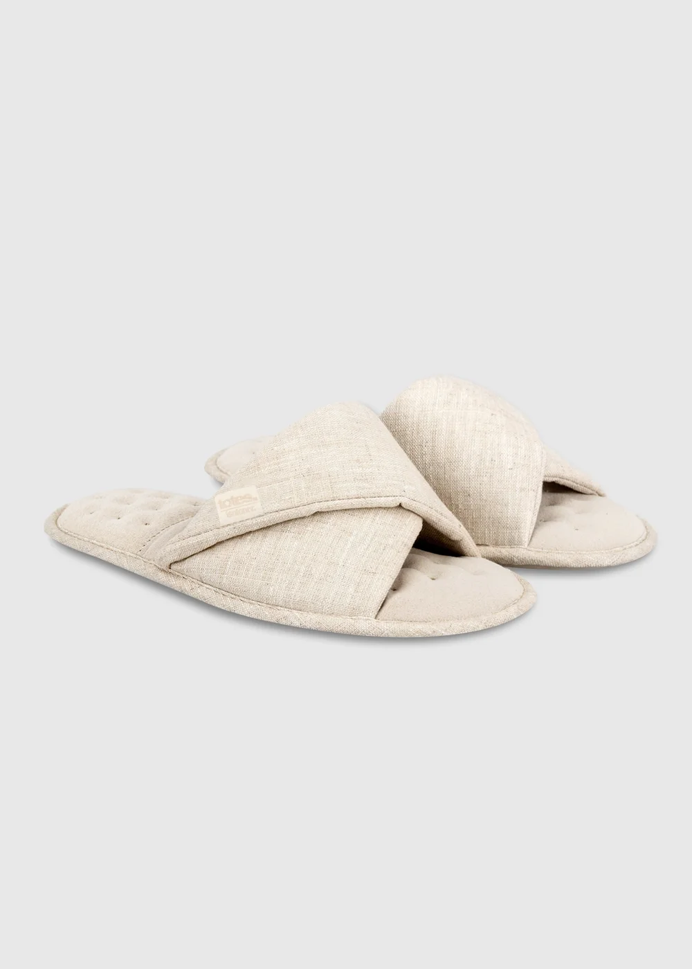 Totes Isotoner Stone Linen Twist Open Toe Slippers - Size 6 Image 2