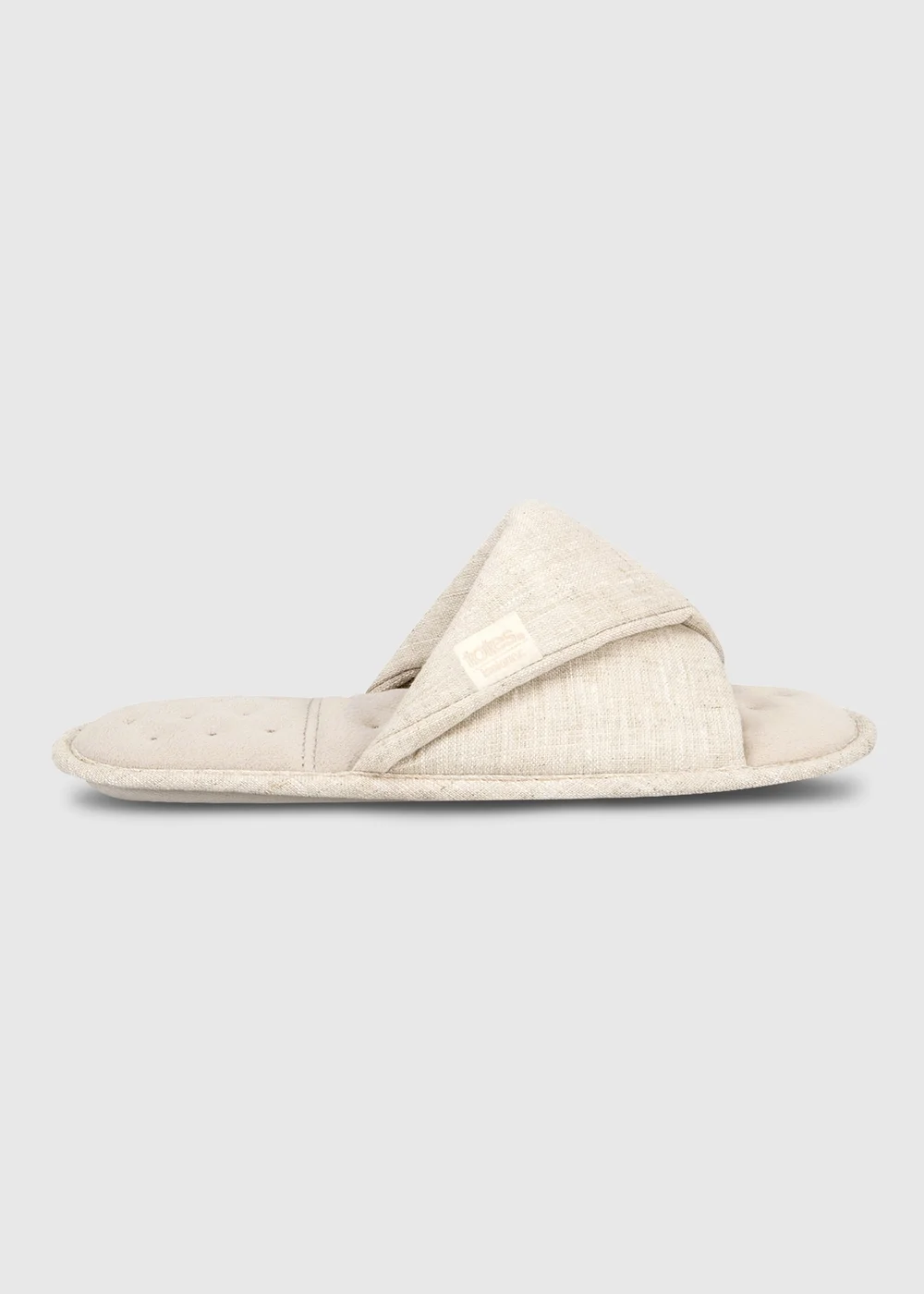 Totes Isotoner Stone Linen Twist Open Toe Slippers - 6 Image 1