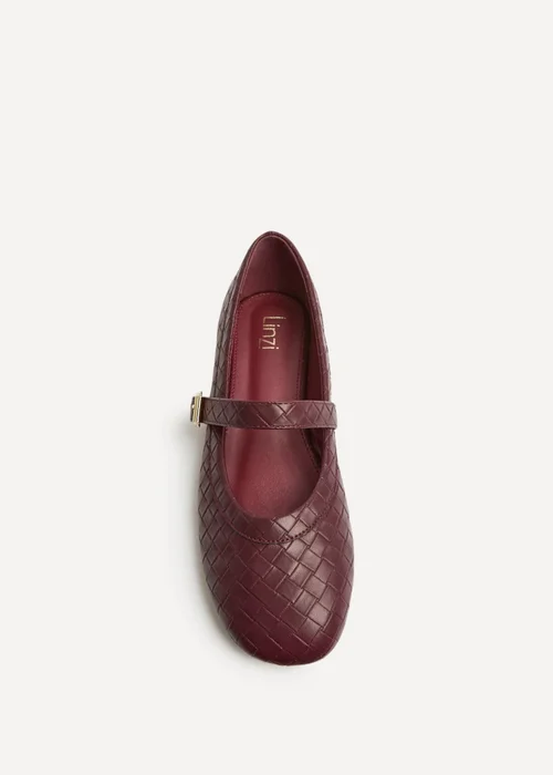 Linzi Routine Burgundy Woven Effect Ballet Flats - Size 5 Image 4