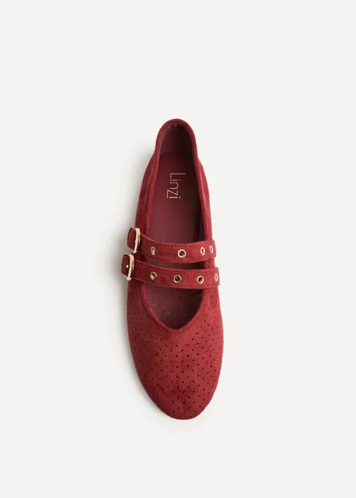 Linzi Rogue Red Ballet Flats With Eyelet Detail - Size 7 Image 4