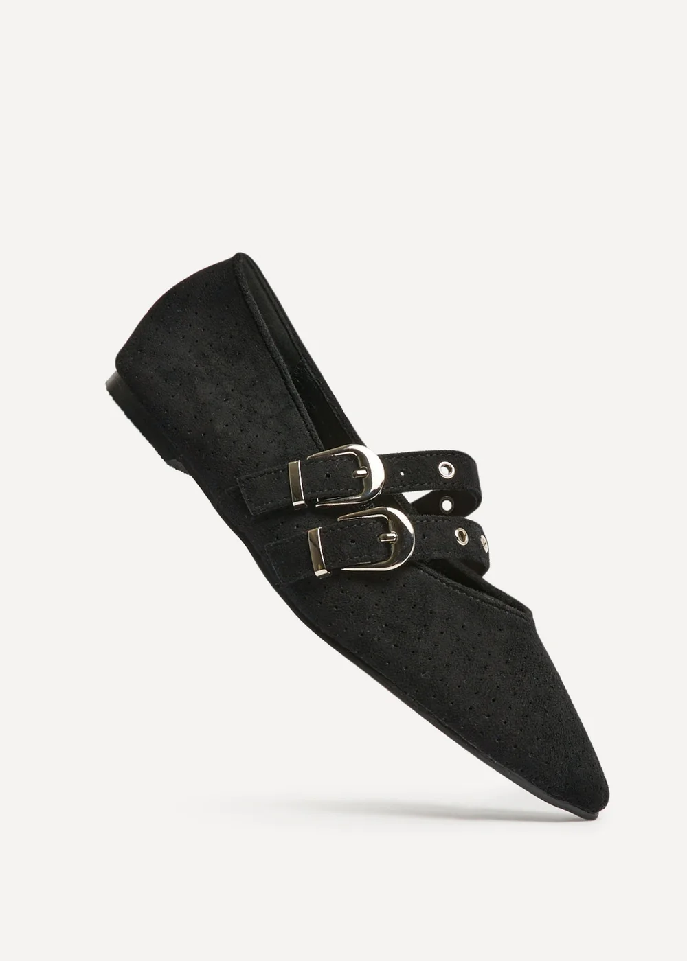 Linzi Rogue Black Ballet Flats With Eyelet Detail - 4 Image 5