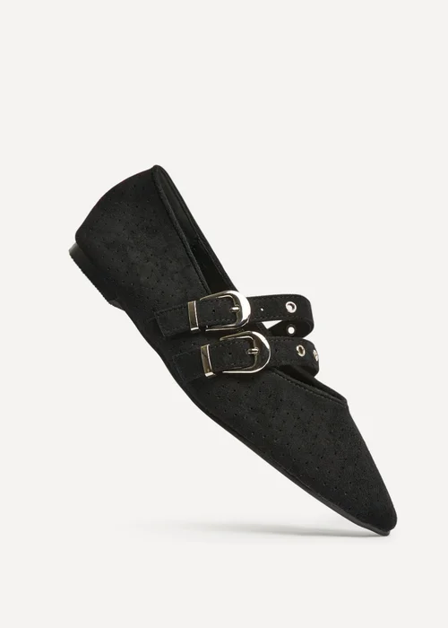 Linzi Rogue Black Ballet Flats With Eyelet Detail - 4 Image 5