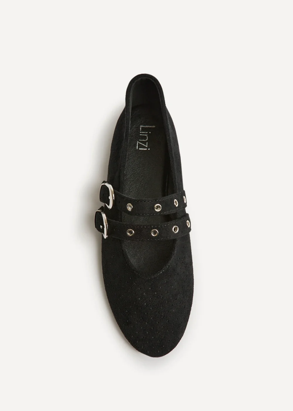 Linzi Rogue Black Ballet Flats With Eyelet Detail - 4 Image 4