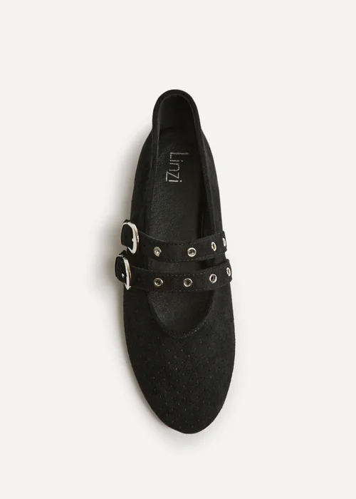 Linzi Rogue Black Ballet Flats With Eyelet Detail - 4 Image 4