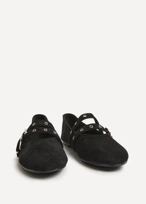 Linzi Rogue Black Ballet Flats With Eyelet Detail - 4 Image 3