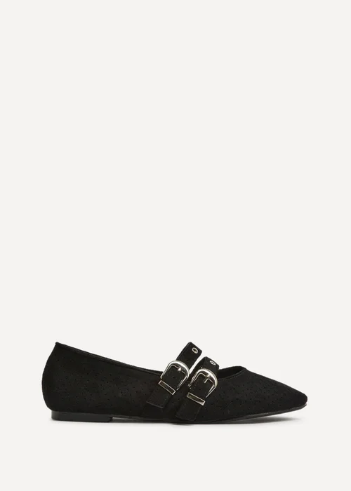 Linzi Rogue Black Ballet Flats With Eyelet Detail - 4 Image 2