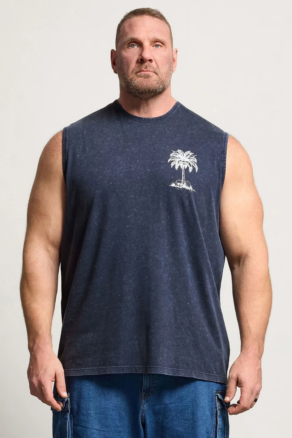 BadRhino Navy Blue Acid Wash Graphic Vest - 3XL Image 1