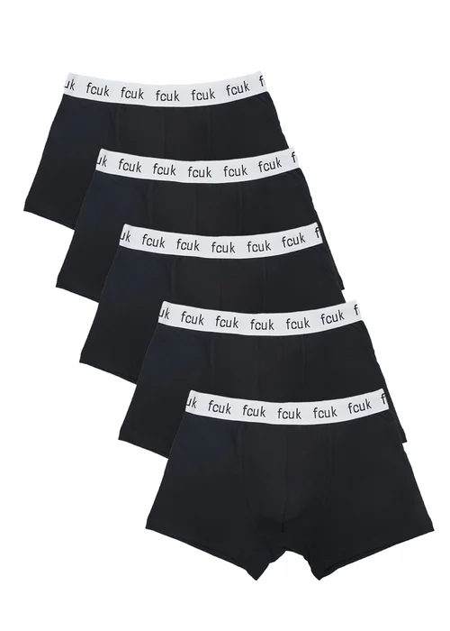 French Connection White 5 Pack FCUK Cotton Stretch Boxers - L Image 1