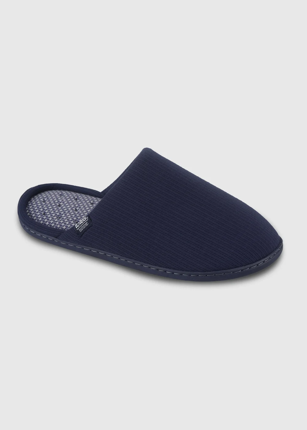 Totes Isotoner Navy Ribbed Mule Slippers - 8 Image 3