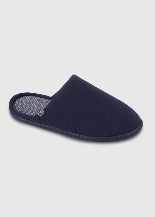 Totes Isotoner Navy Ribbed Mule Slippers - 8 Image 3