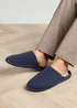Totes Isotoner Navy Ribbed Mule Slippers - 8 Image 1
