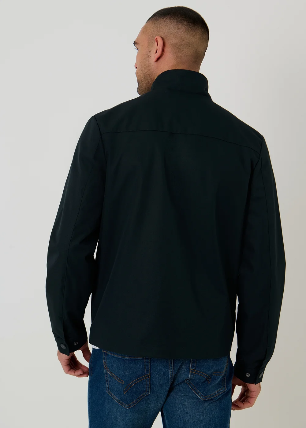 Threadbare Navy Showerproof Zip Up Harrington Jacket - S Image 2