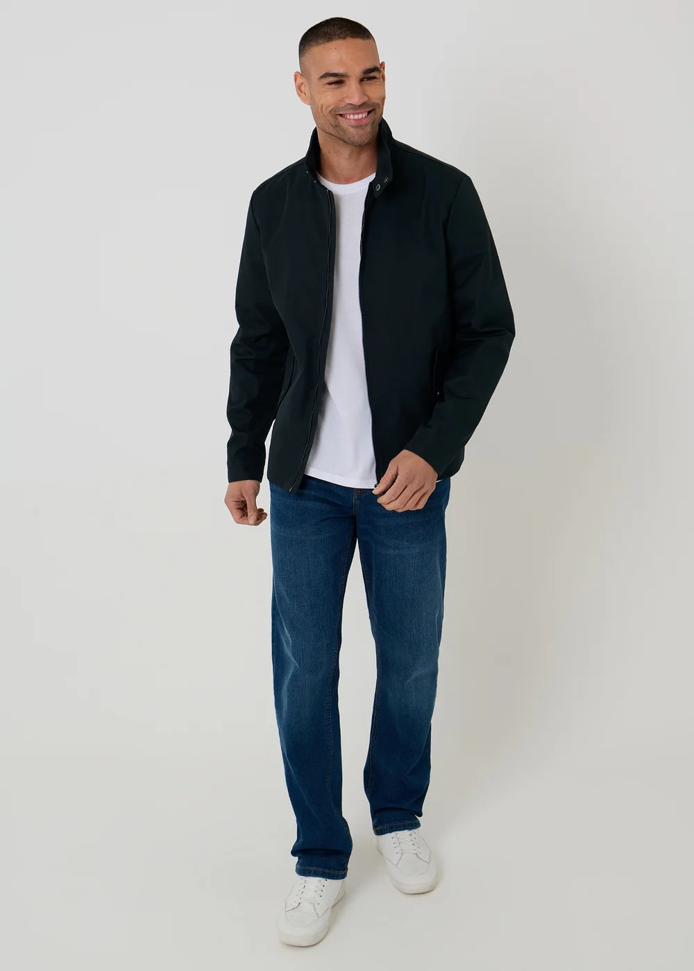 Threadbare Navy Showerproof Zip Up Harrington Jacket - S Image 3