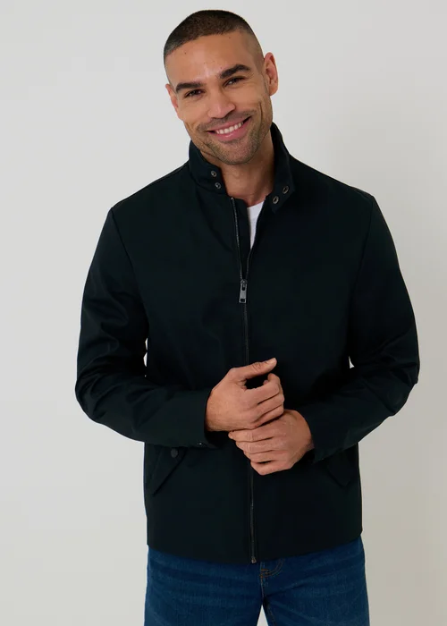 Threadbare Navy Showerproof Zip Up Harrington Jacket - S Image 5
