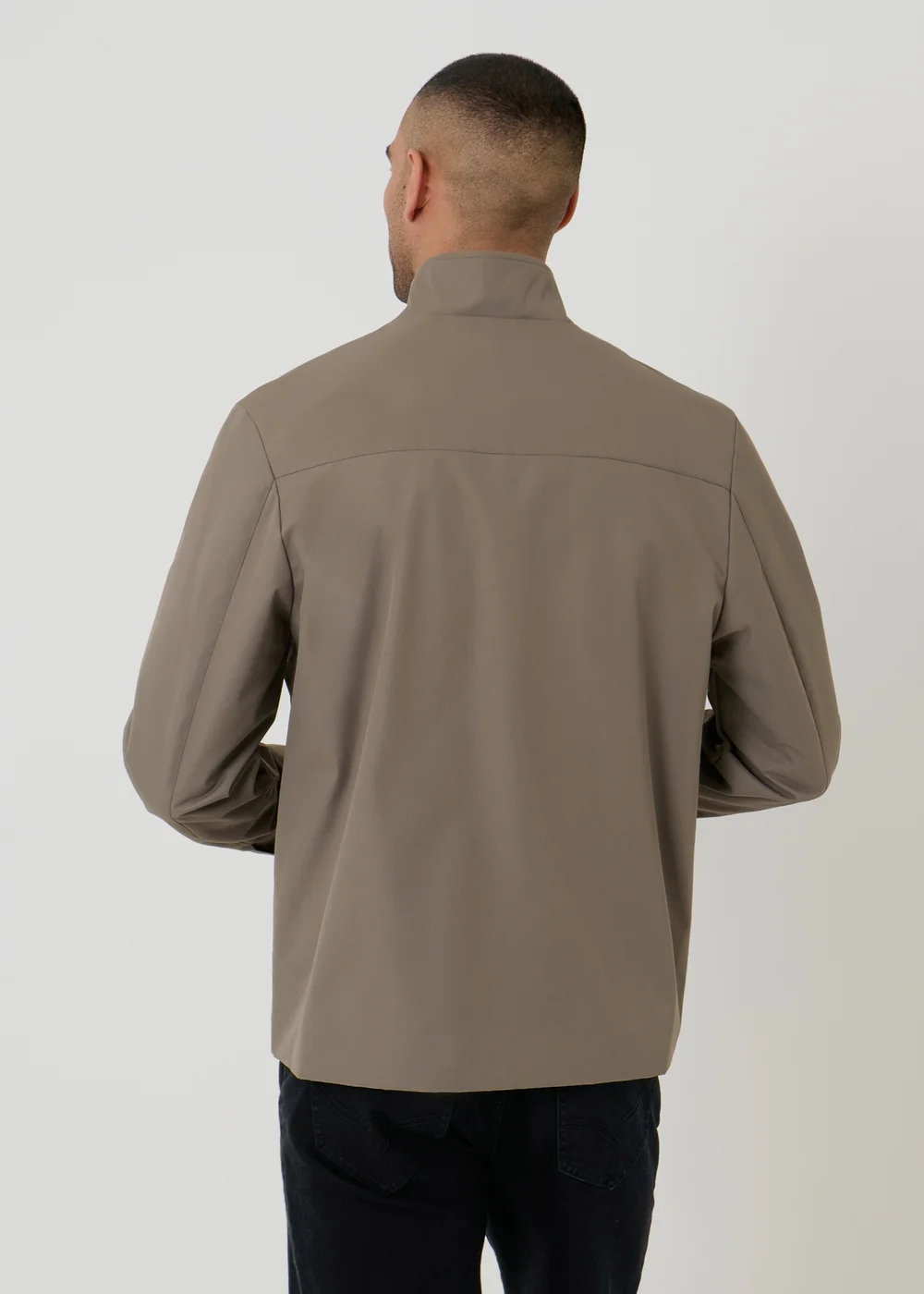 Threadbare Taupe Showerproof Zip Up Harrington Jacket - S Image 2