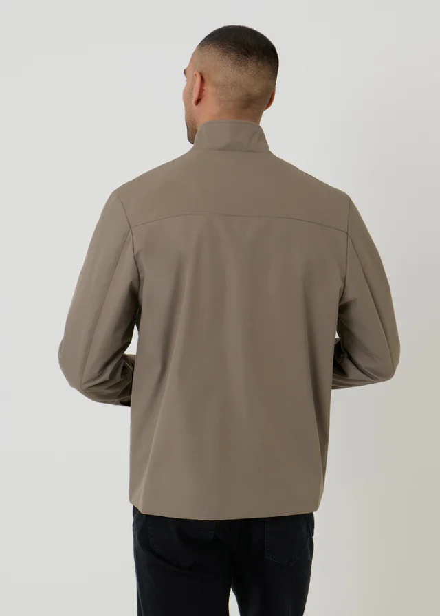 Threadbare Taupe Showerproof Zip Up Harrington Jacket