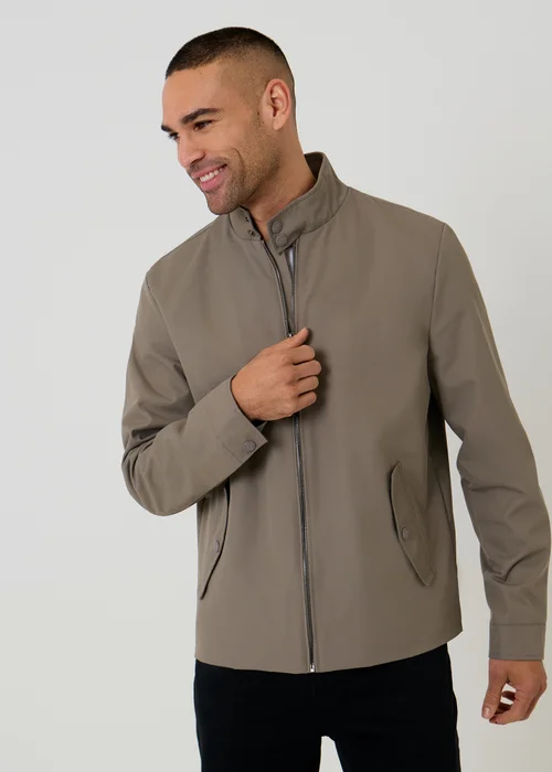 Threadbare Taupe Showerproof Zip Up Harrington Jacket - S Image 4