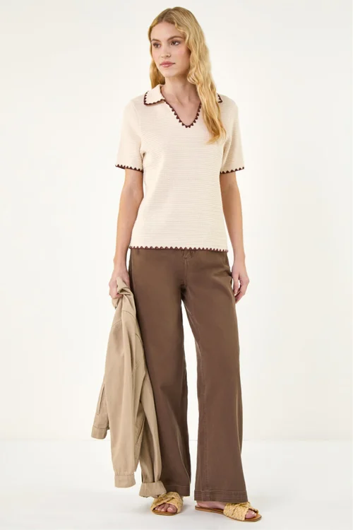 Roman Stone Textured Collar Knit Top - 14 Image 3