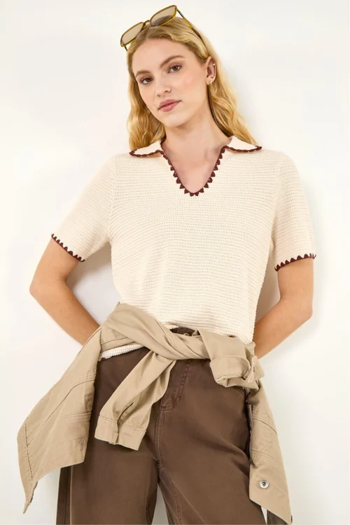 Roman Stone Textured Collar Knit Top - 14 Image 2