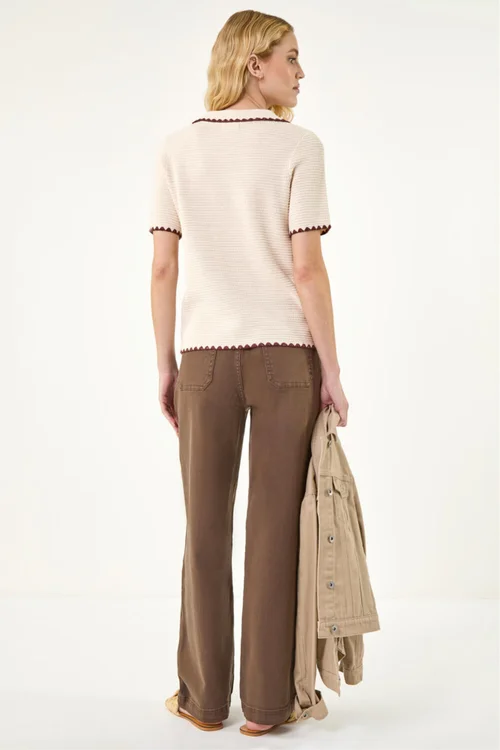 Roman Stone Textured Collar Knit Top - 14 Image 4