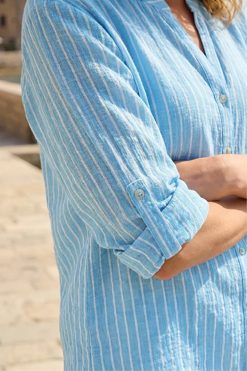 Roman Light Blue Stripe Relaxed Shirt - M Image 4