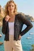 Roman Black Crochet Edge To Edge Cardigan - 16 Image 3