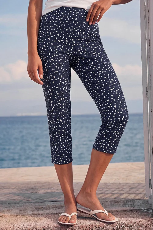 Roman Navy Bengaline Spot Print Cropped Trouser - 10 Image 2