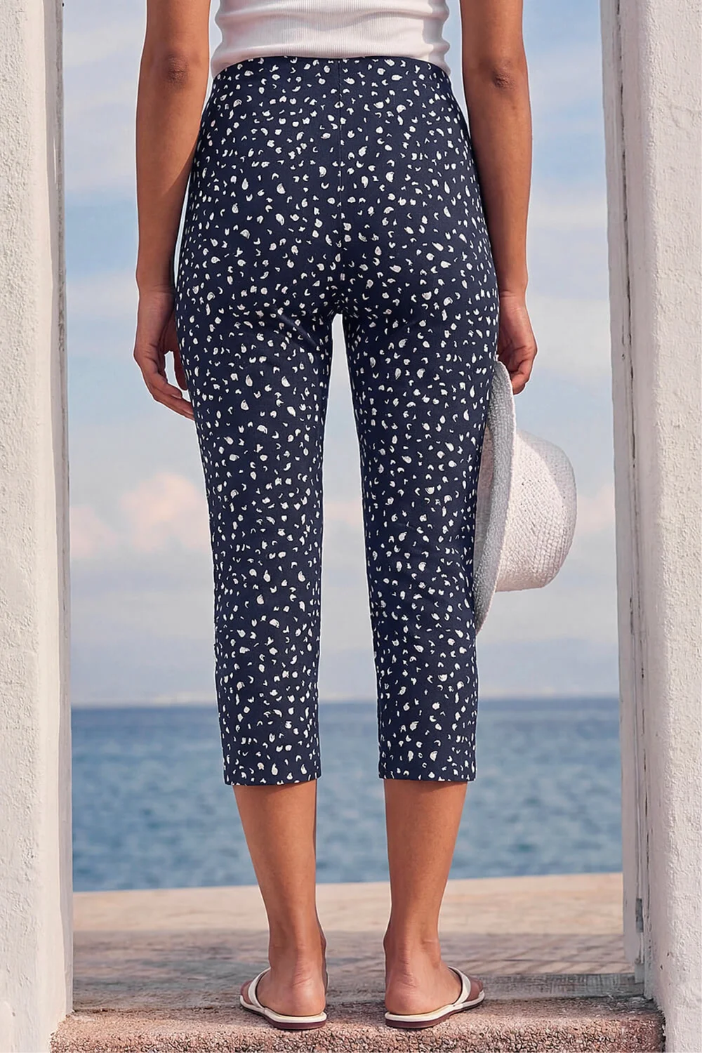 Roman Navy Bengaline Spot Print Cropped Trouser - 10 Image 3