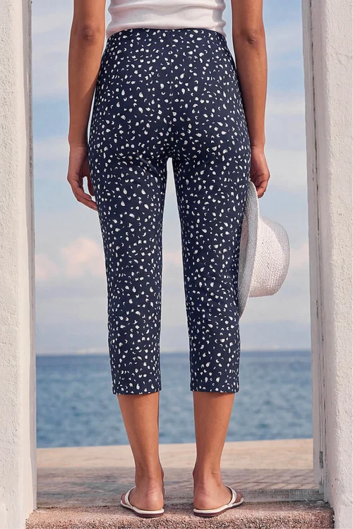 Roman Navy Bengaline Spot Print Cropped Trouser - 10 Image 3
