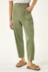 Roman Sage Petite Cotton Cargo Stretch Trousers - 12 Image 4