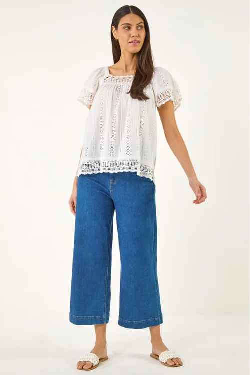 Roman Ivory Broderie Lace Detail Top - 16 Image 2