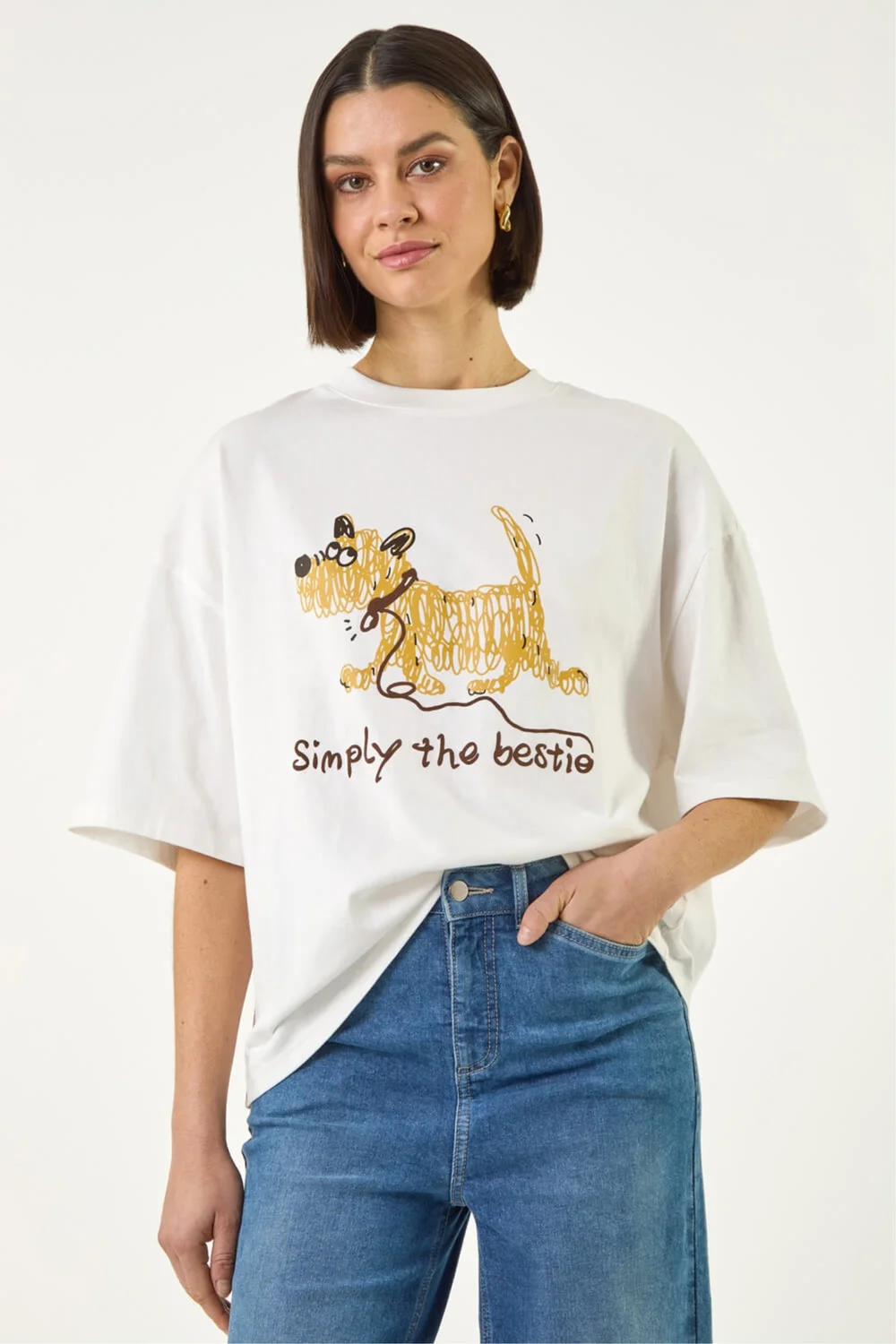 Roman Ivory Cotton Simply The Bestie T-Shirt - 20 Image 4