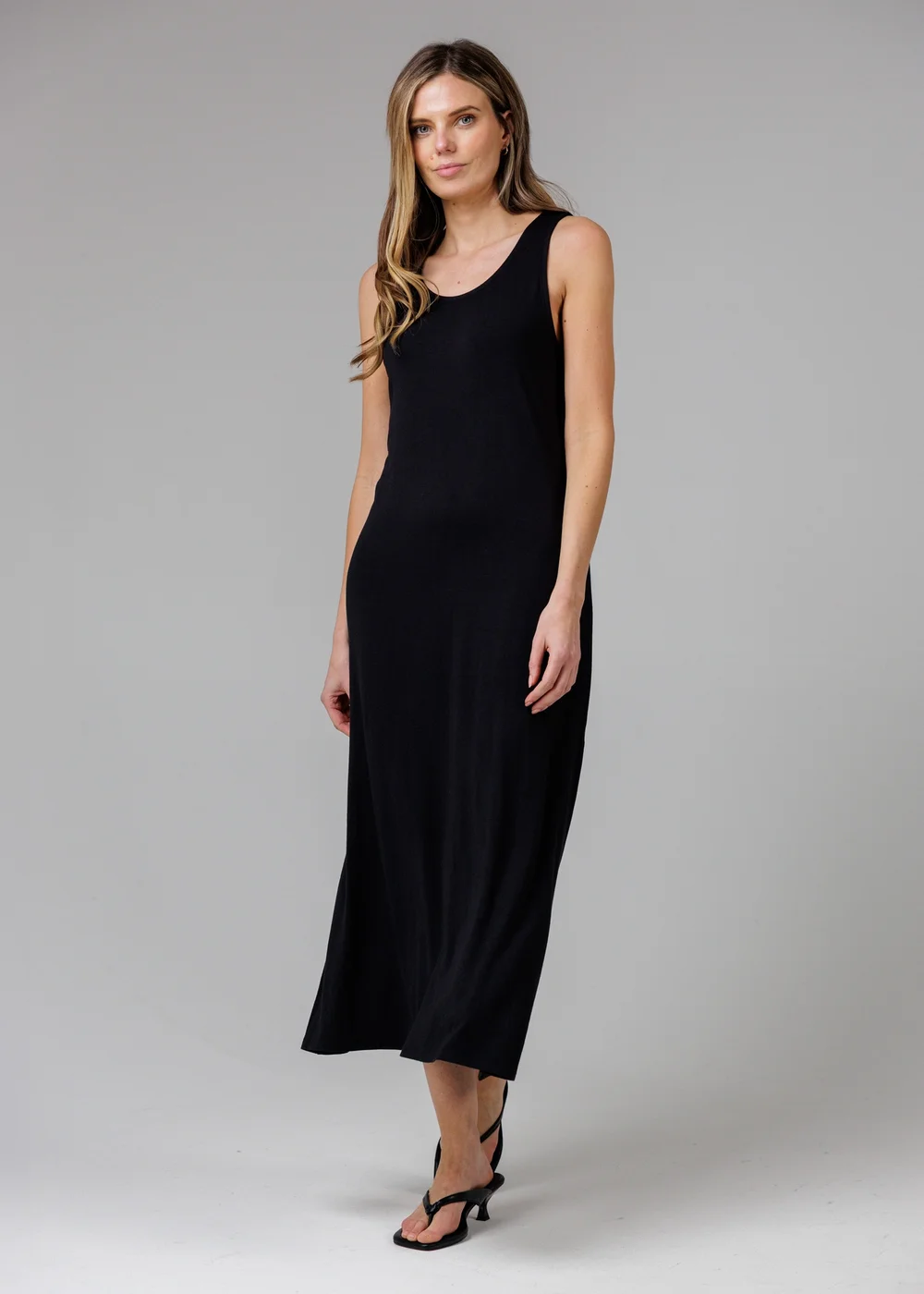 French Connection Black Sleeveless Scoop Neck Flowy Maxi Dress - 10 Image 2