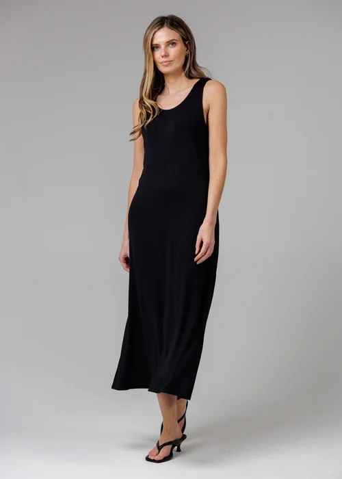 French Connection Black Sleeveless Scoop Neck Flowy Maxi Dress - 10 Image 2