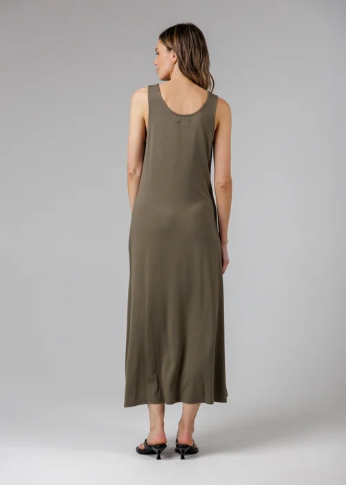 French Connection Khaki Sleeveless Scoop Neck Flowy Maxi Dress - 16 Image 2