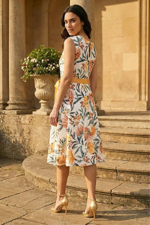 Roman Ivory Floral Print Lace Stretch Dress - 16 Image 3