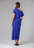 French Connection Blue Ruched Boat Neck Short Sleeve Midi Dress - 16 Image 2